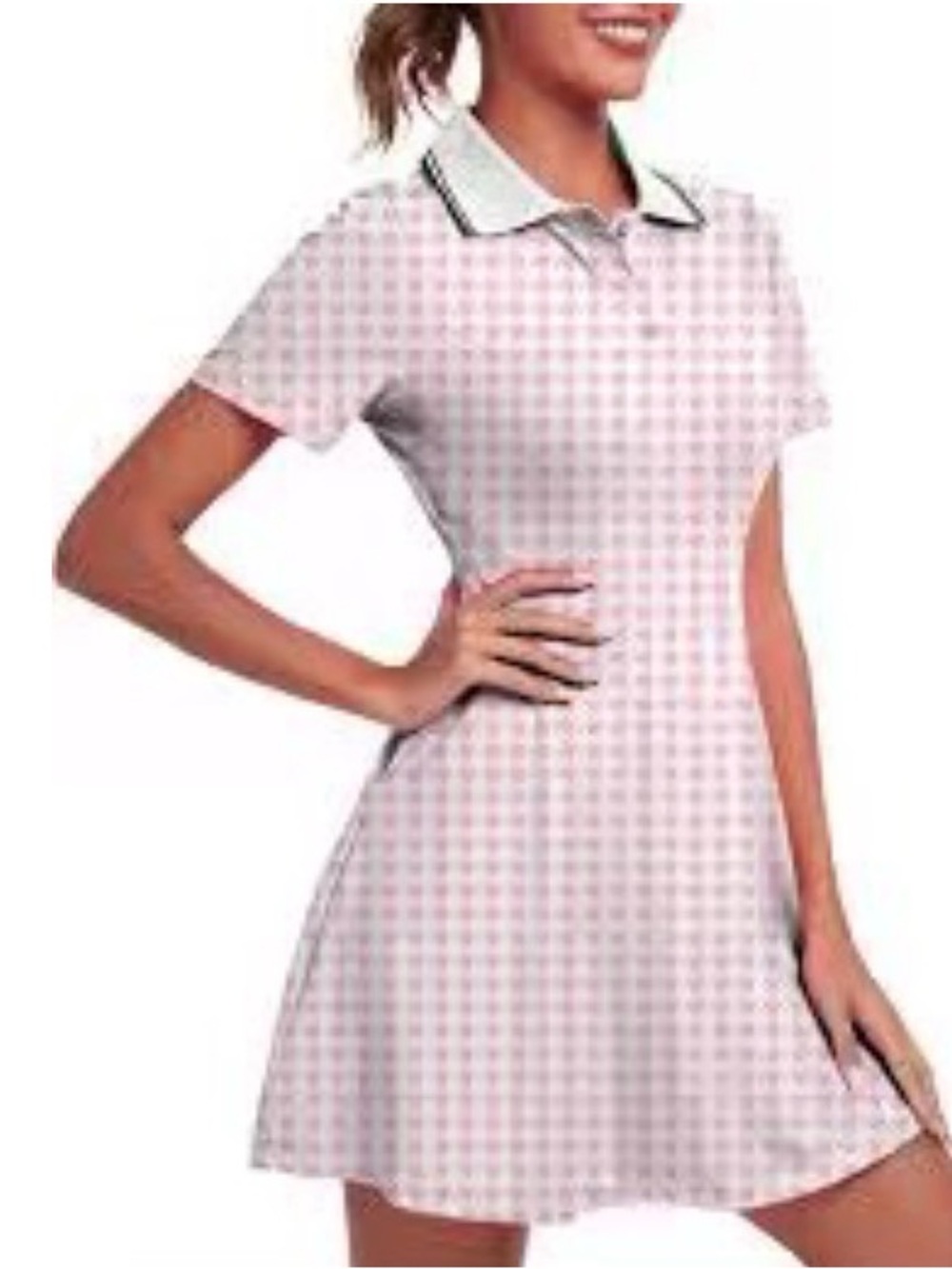 🔥 NWT FKEEP Golf Tennis Polo Dress & Shorts Set Lavender Houndstooth Size L ⛳️